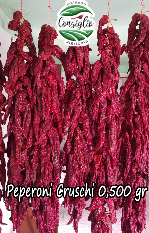 Peperoni secchi Cruschi insertati collana eccellenza Lucana 0,500g non fritti